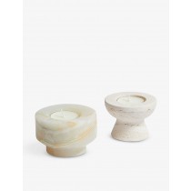 SOHO HOME/Oresund travertine and jade marble candle holder gift set Limit Offer